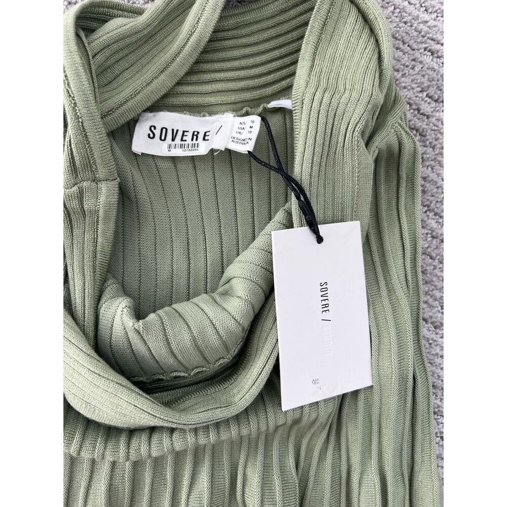 Sovere Midi Skirt Inertia Knit fabric -front slit -Green Tea, size NWT $149 - Picture 5 of 7